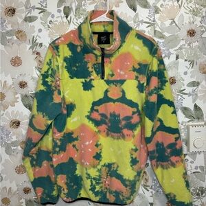 Neon riot tie dye fleece pullover